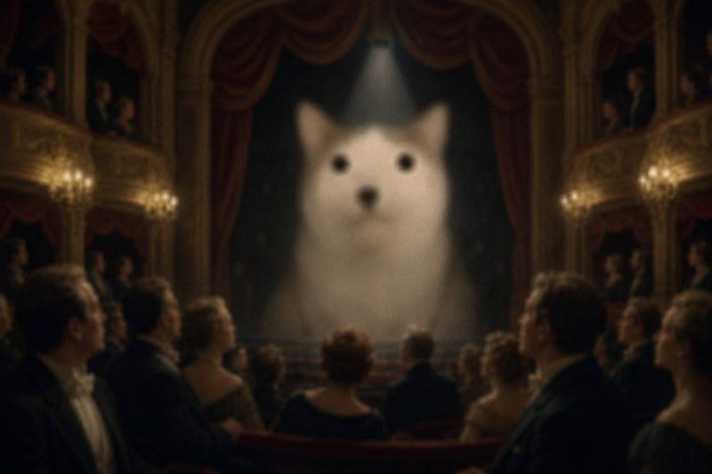 Giant CET on an opera stage before an audience
